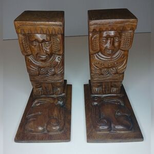 Vintage Hand Crafted HONDURAS C.A. Wooden Home Decor Bookends